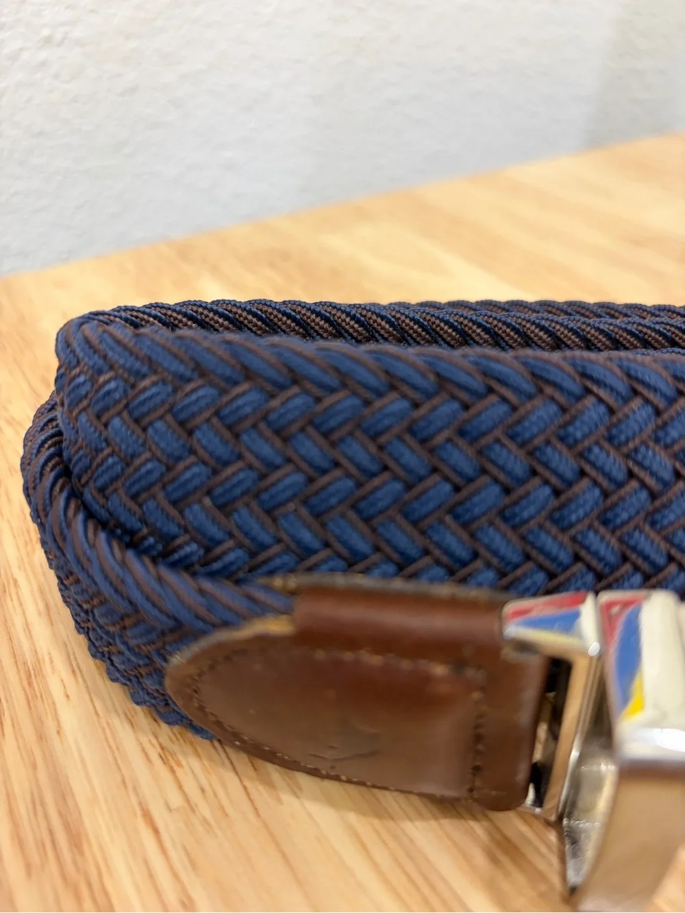 Tommy Bahama Mixed Media Braided Belt Leather Details Silver Buckle Classic